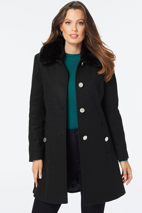 Dolly Coat With Faux Fur Collar
