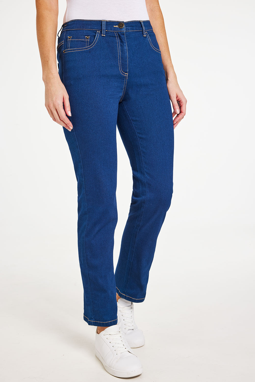 Bonmarche Women’s Navy Blue Cotton The SARA Straight Leg Jeans, Size: 20
