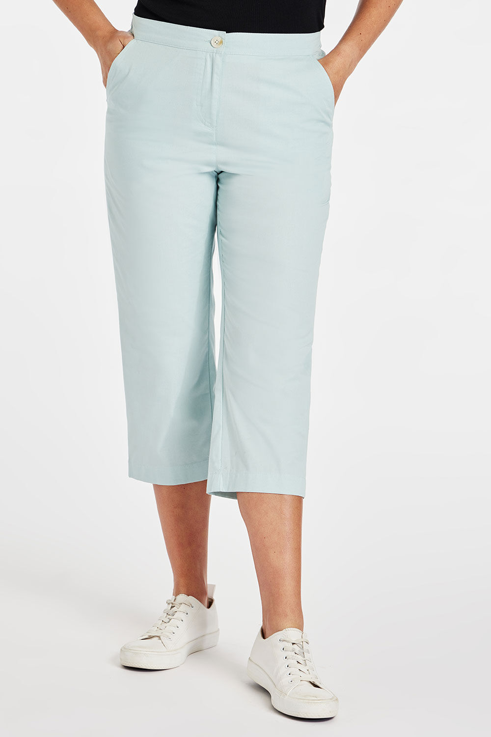 Bonmarche Sage Cropped Elasticated Trousers, Size: 16