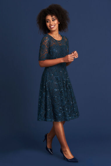 Timeless Staples  Navy Fit & Flare Dress + Where I Get My Hair Done In NYC  - Katie's Bliss