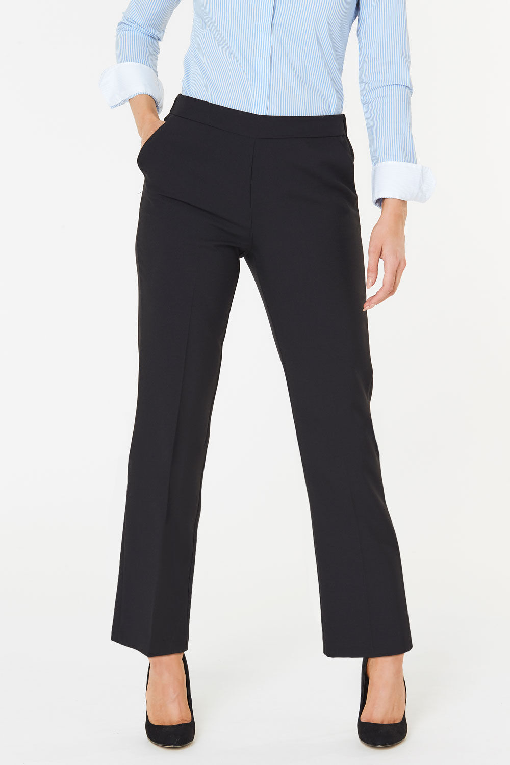 Black Plus Size Pleat Front Tapered Trousers  Curvy Chic Boutique