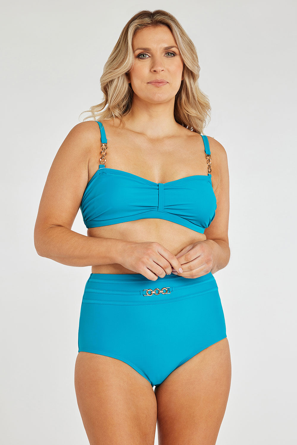 Bonmarche Aqua Bikini Top With Chain Trim, Size: 12