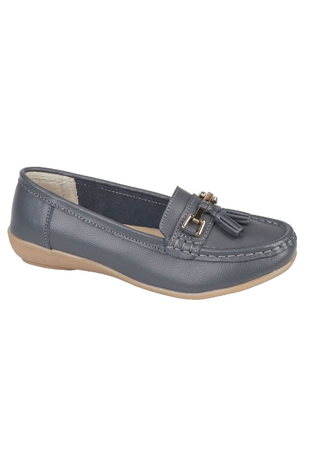 Jo & Joe Women’s Blue Leather Moccasin Shoes with Tassel Detail, Size: 6