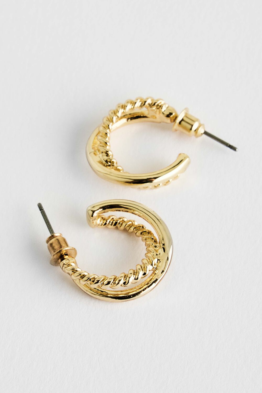 Bonmarche Gold Strand Hoop Earrings, Size: One Size
