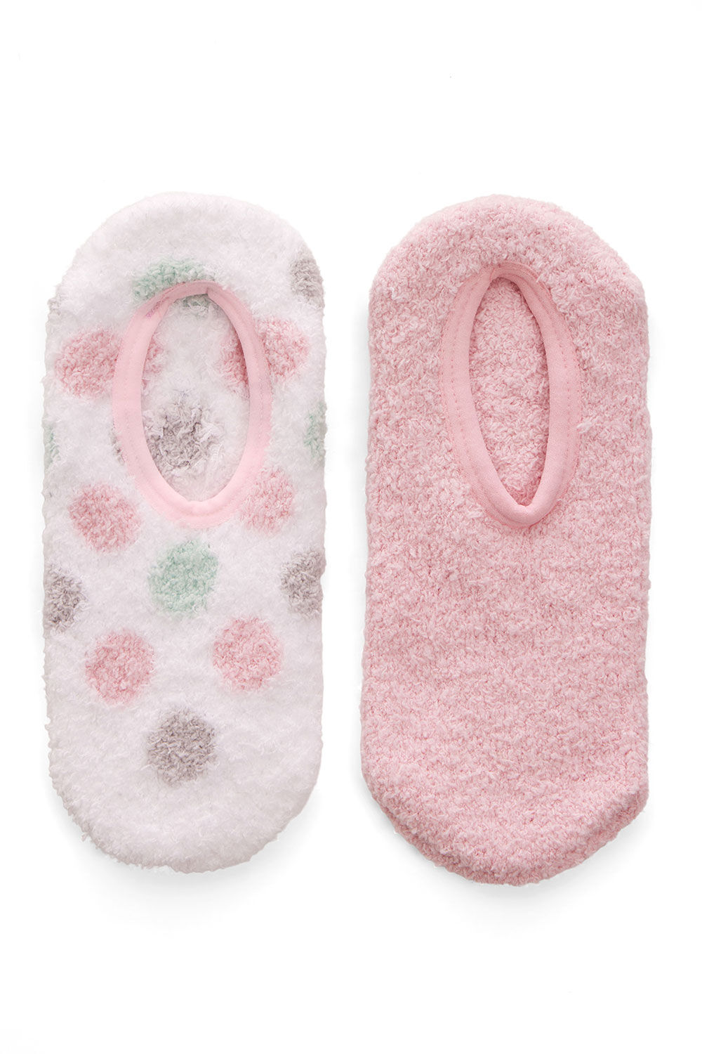 Bonmarche 2 Pack Pink and Spot Cosy Socks, Size: One Size