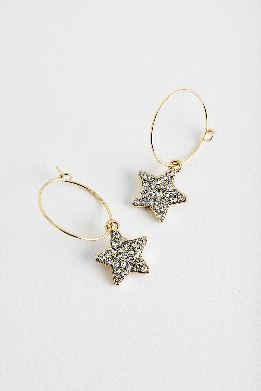 Bonmarche Gold Diamante Star Drop Earrings, Size: One Size