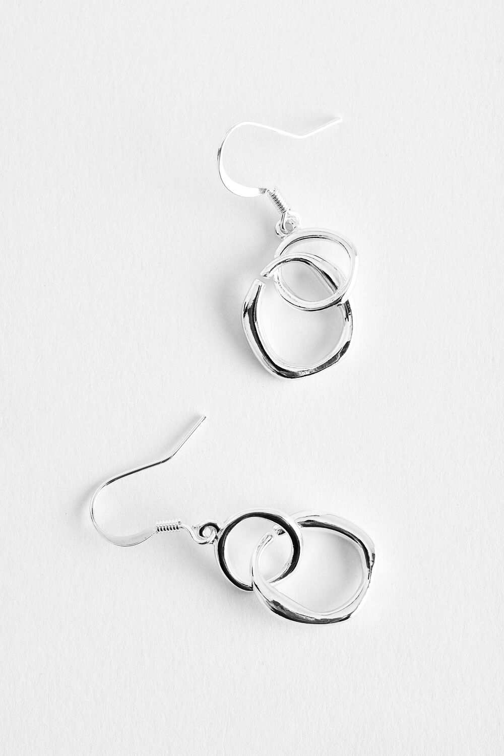 Bonmarche Silver Twisted Double Ring Drop Earrings, Size: One Size