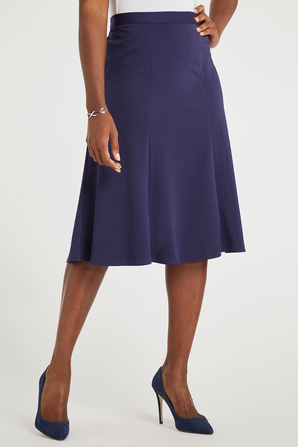 Bonmarche Navy Blue Ladies Smart Ponte Flippy Skirt, Size: 20
