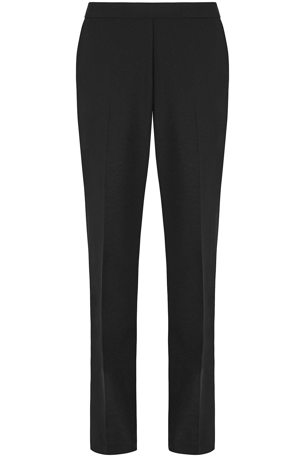 Bonmarche Plain Straight Leg Pull On Trousers - Black, Size: 24