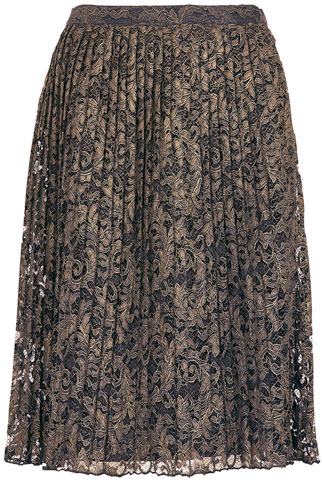 Foil Pleated Lace Skirt 