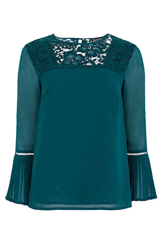 Lace Detail Pleated Back Blouse