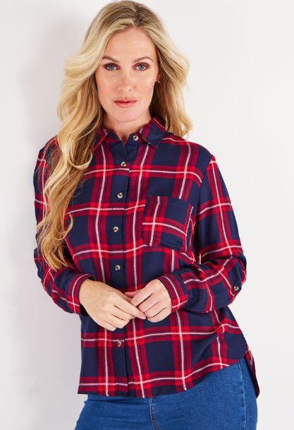 Long Sleeve Textured Checked Shirt