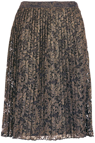 Foil Pleated Lace Skirt