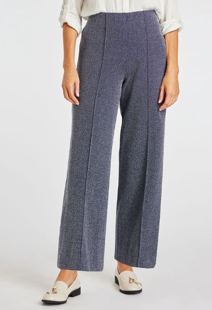 Zig Zag Jacquard Pleated Front Elasticated Trousers
