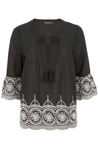 Embroidered Bell Sleeve Blouse