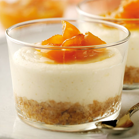 GREEK HONEY CHEESECAKE WITH APRICOT COMPOTE