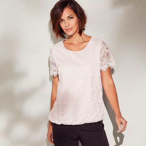 Lace Jersey Top with Jersey Back