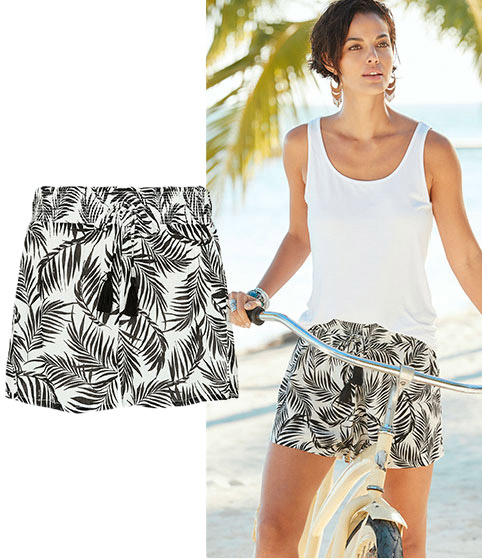 Palm Print Beach Shorts