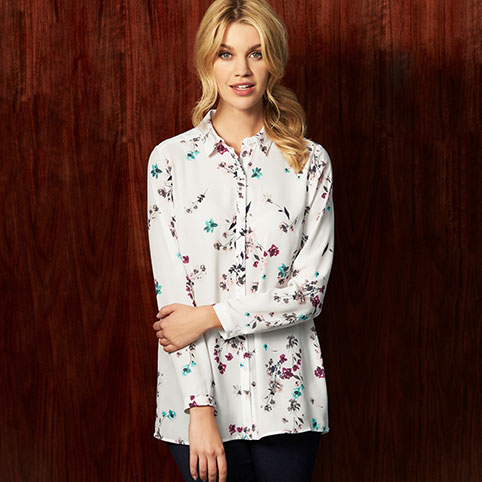Floral Bouquet Printed Long Sleeve Shirt