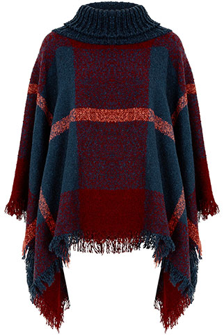 Checked Boucle Poncho