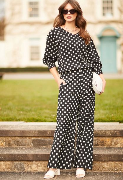 Spot Co-ord Blouse & Trousers