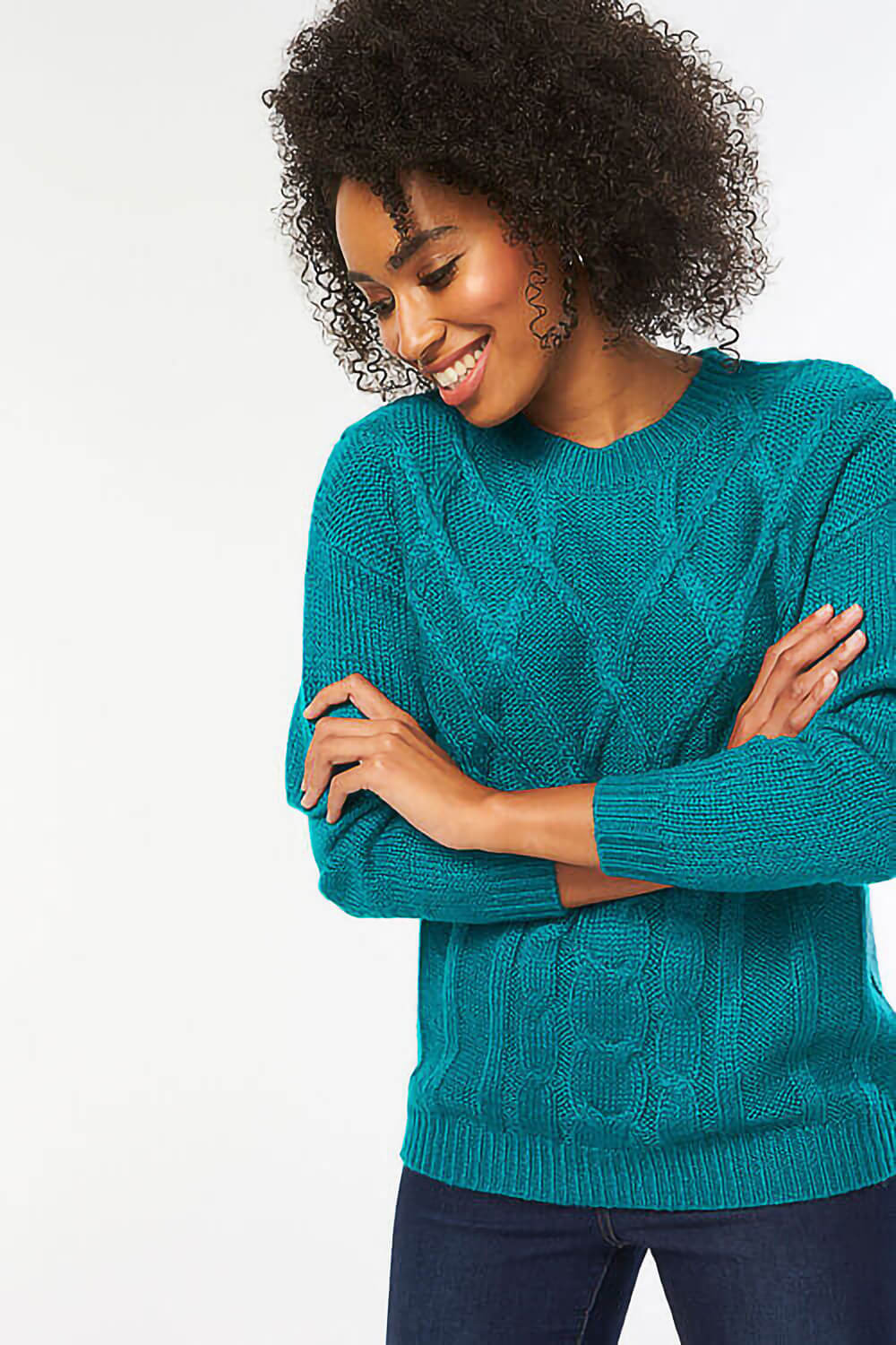 Round Neck Cable Knit Jumper