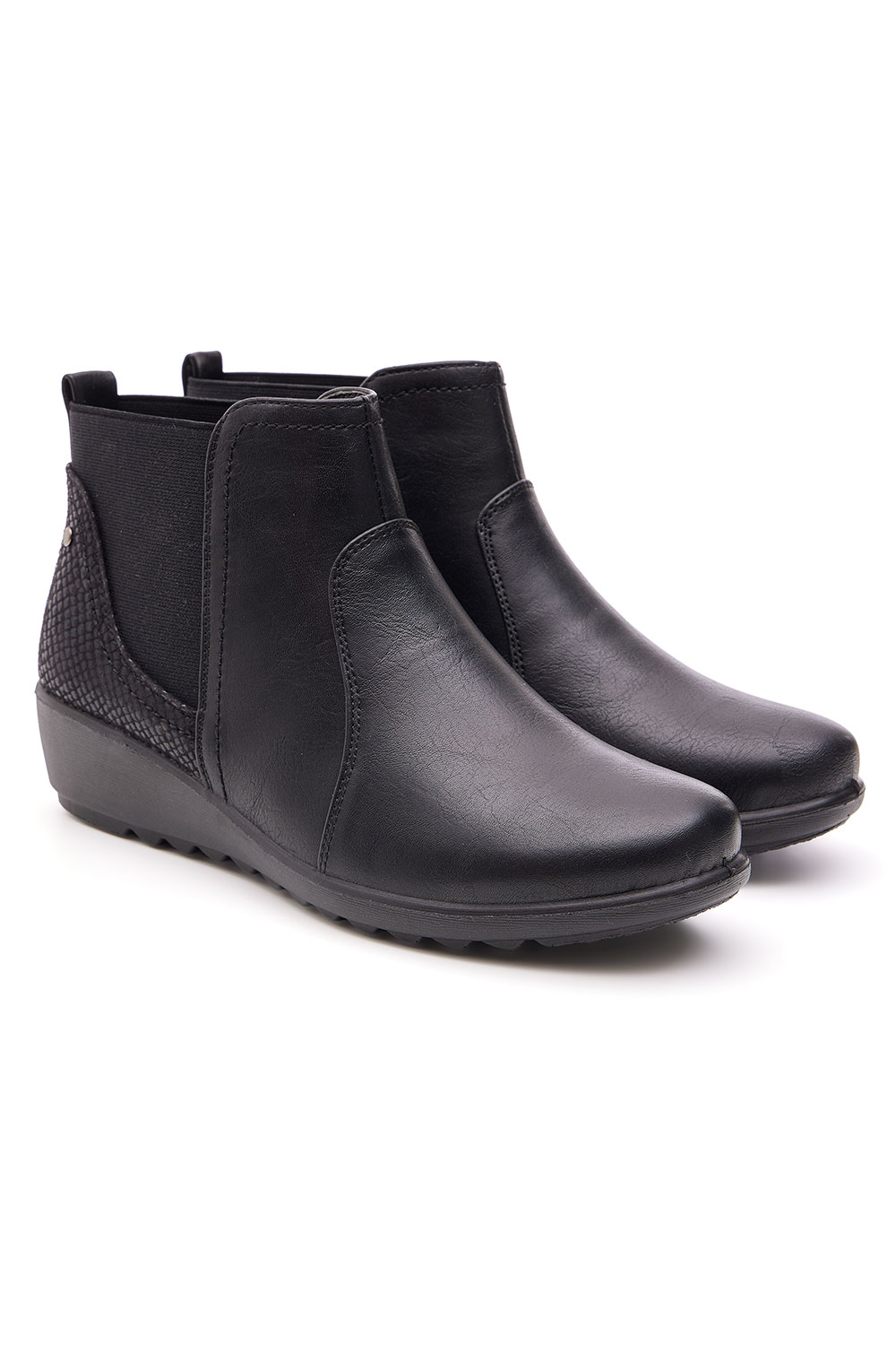 Snake Panel Elasticated Ankle Boots | Bonmarché