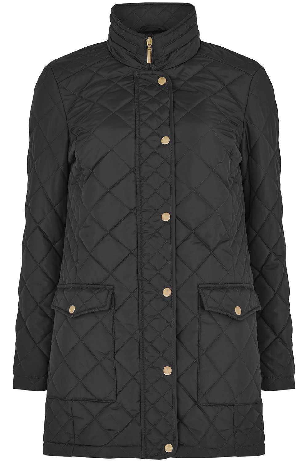 Long Quilted Coat With Concealed Hood
