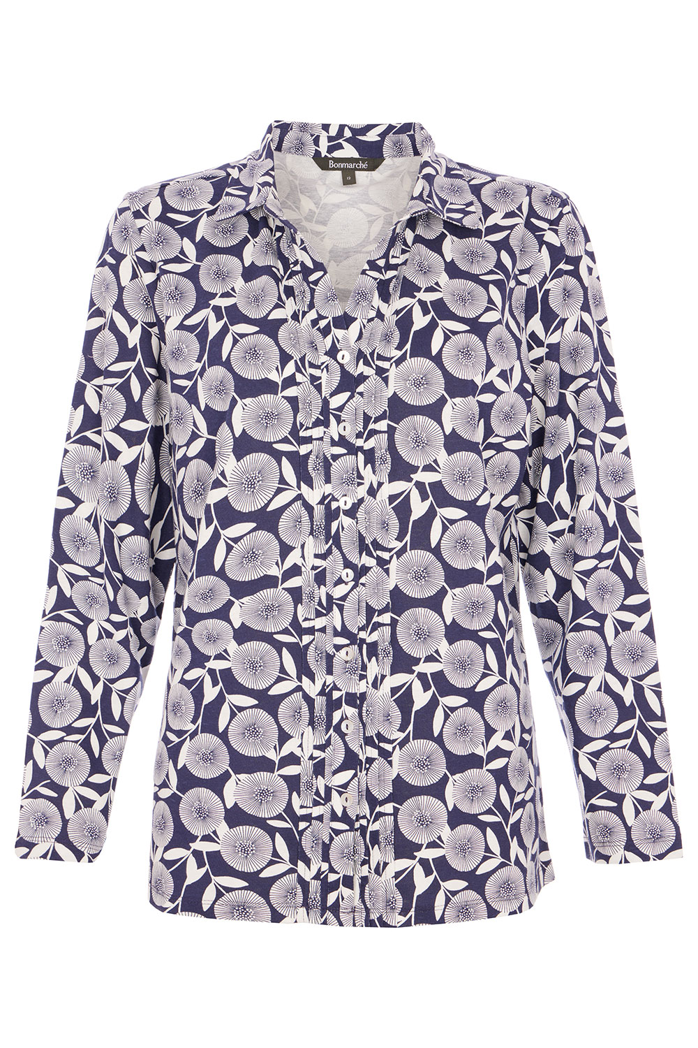 Long Sleeve Dandelion Print Button Through Jersey Shirt | Bonmarché