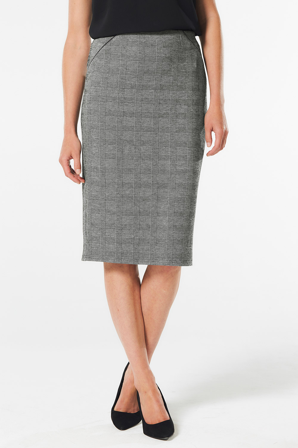 Prince of Wales Check Ponte Pencil Skirt | Home Delivery | Bonmarché