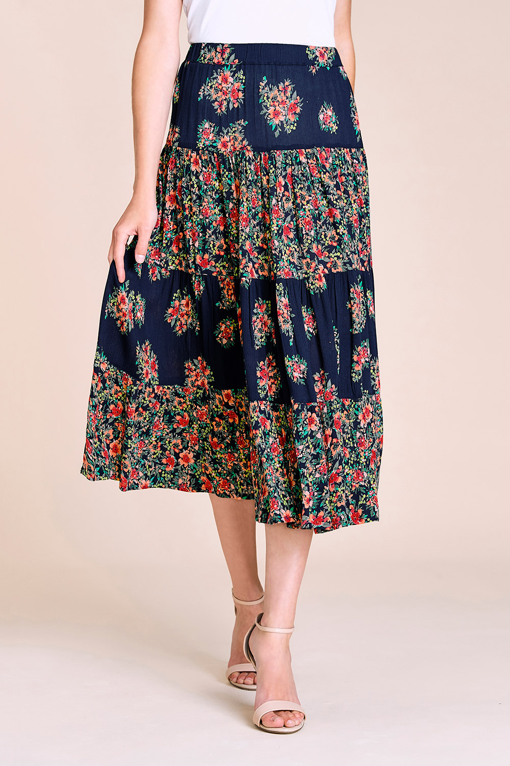 Buy Printed Crinkle Tiered Skirt | Home Delivery | Bonmarché