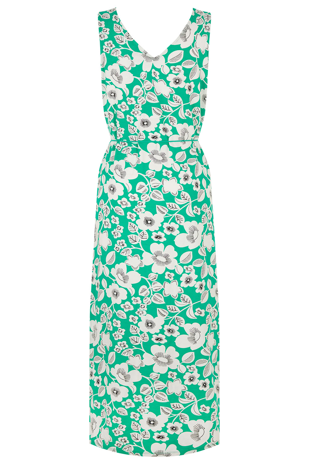 Retro Floral Print Maxi Dress with Ruched Front | Bonmarché