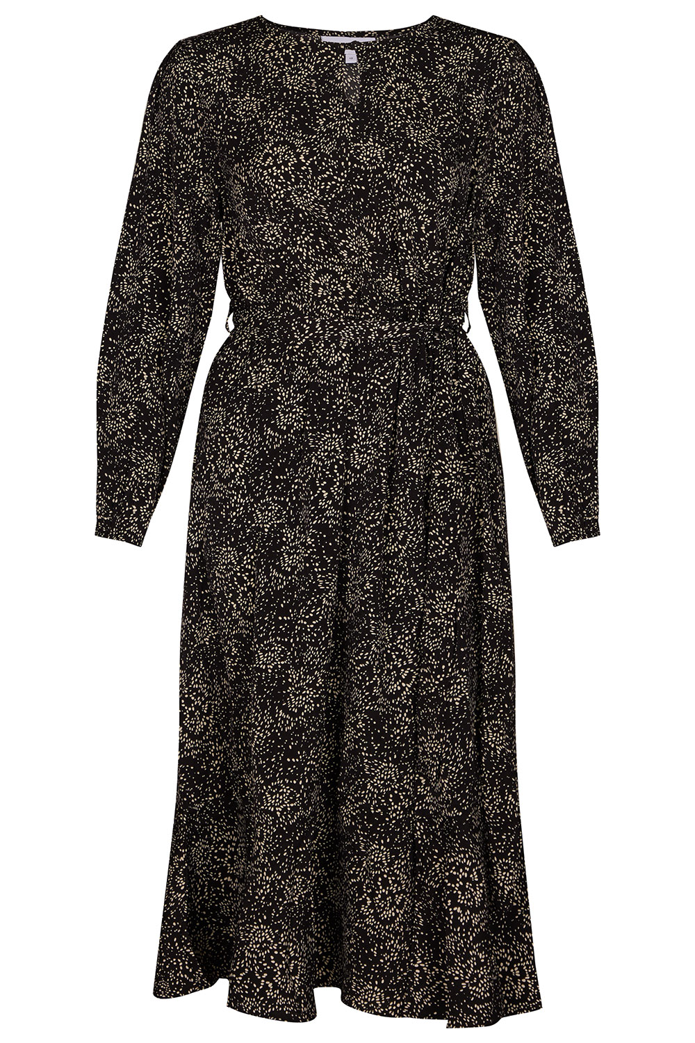 Dash Print Woven Midi Dress with Belt Detail | Bonmarché