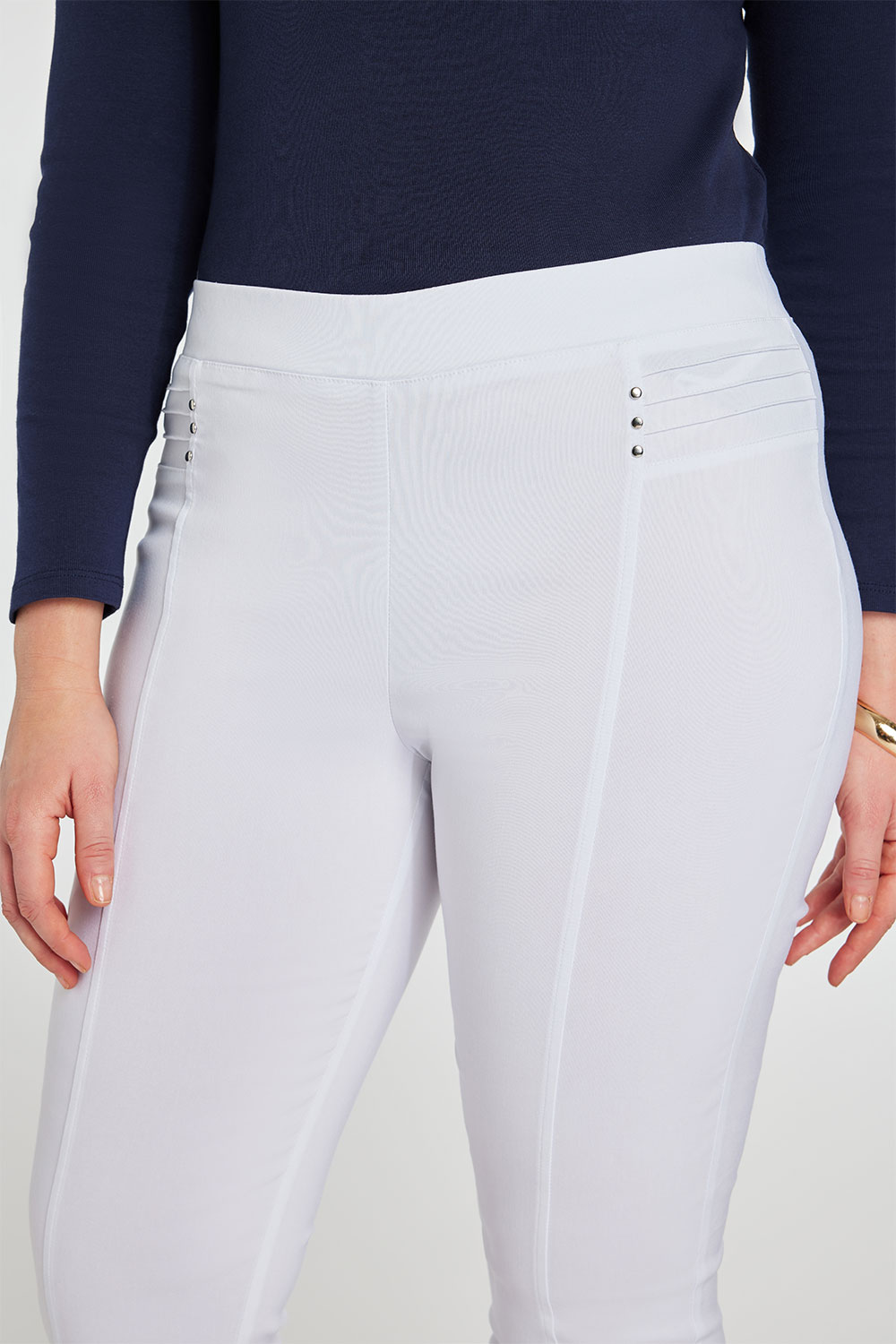 Bengaline Cropped Trousers with Biker Detail | Bonmarché