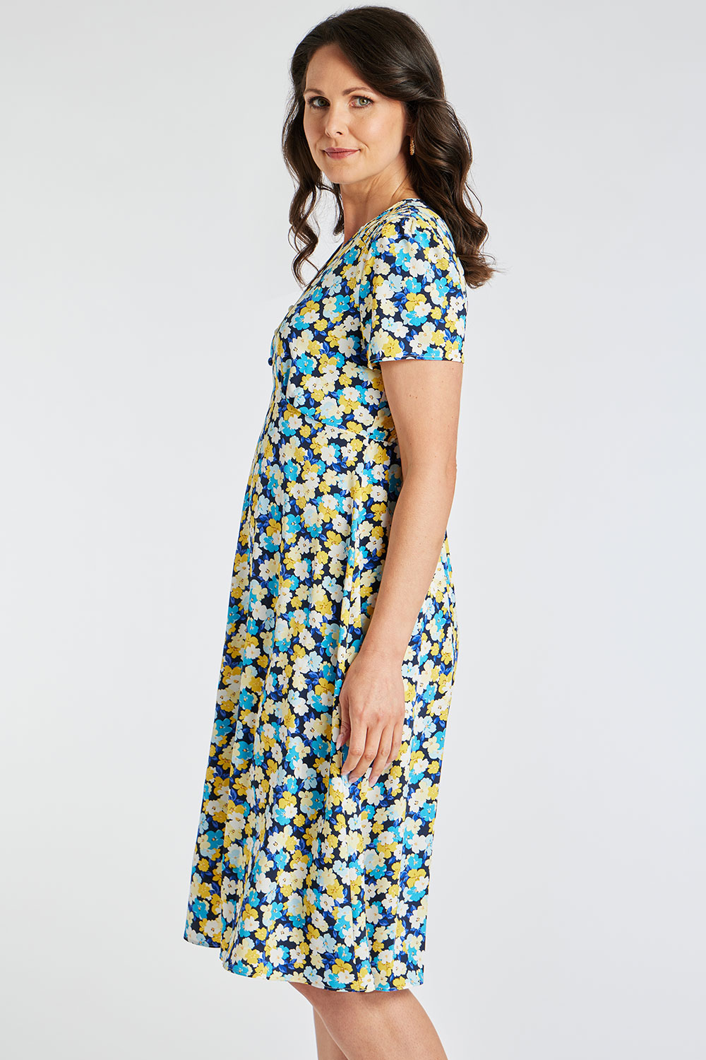 Ditsy Floral Print Woven Tea Dress | Bonmarché