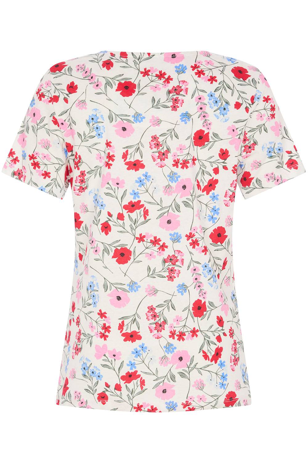 Short Sleeve Pressed Flower Print Notch Neck T-Shirt | Bonmarché