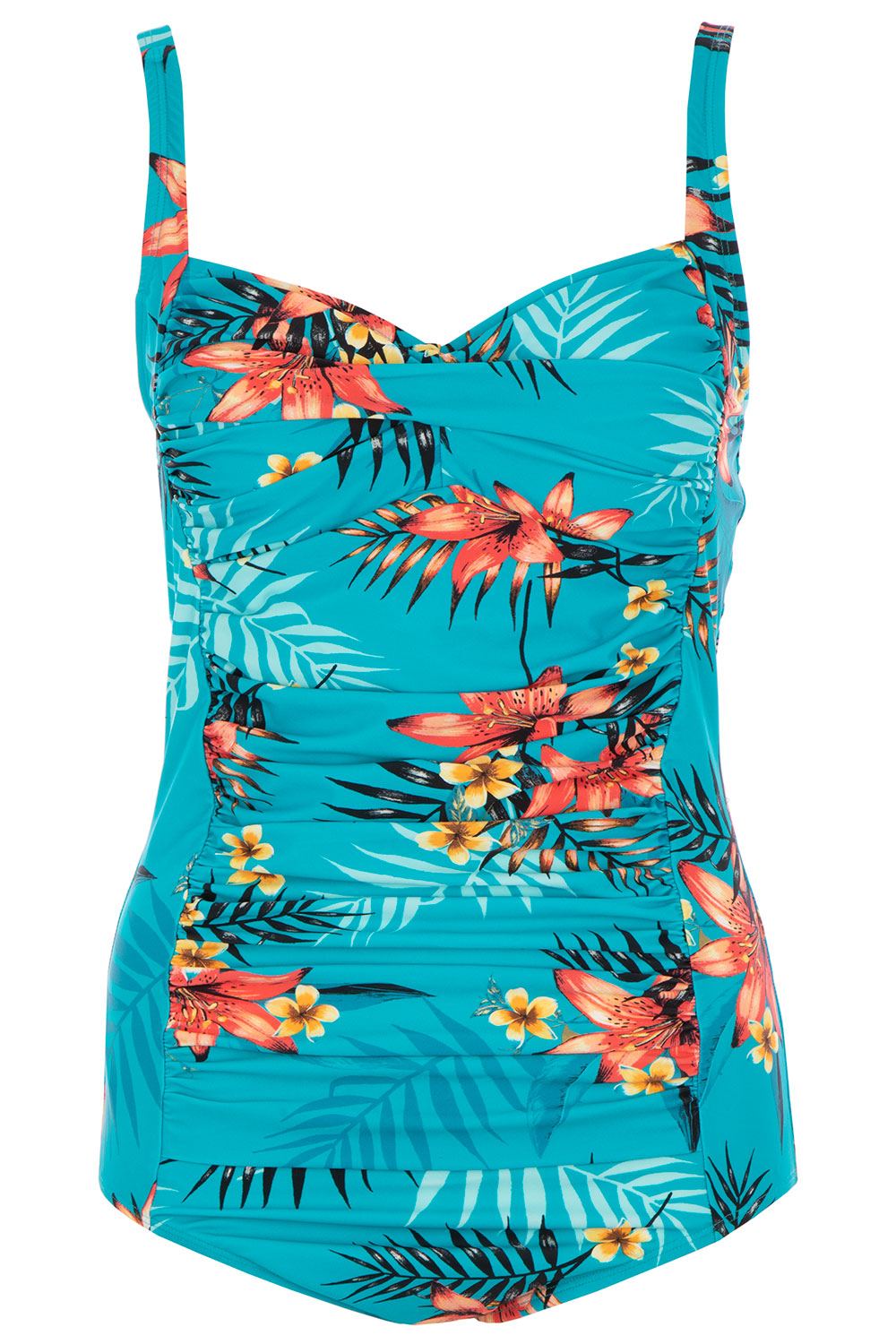 Tropical Lily Ruched Low Leg Swimsuit | Bonmarché