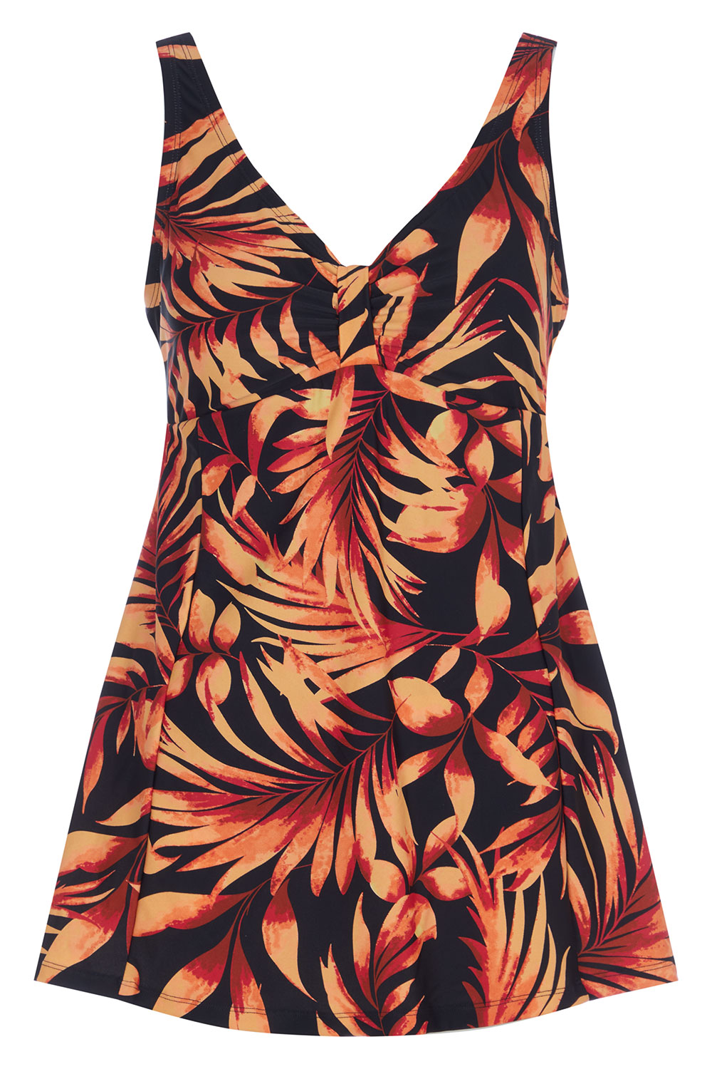 Painted Palm Print Swimdress with Tab Detail | Bonmarché