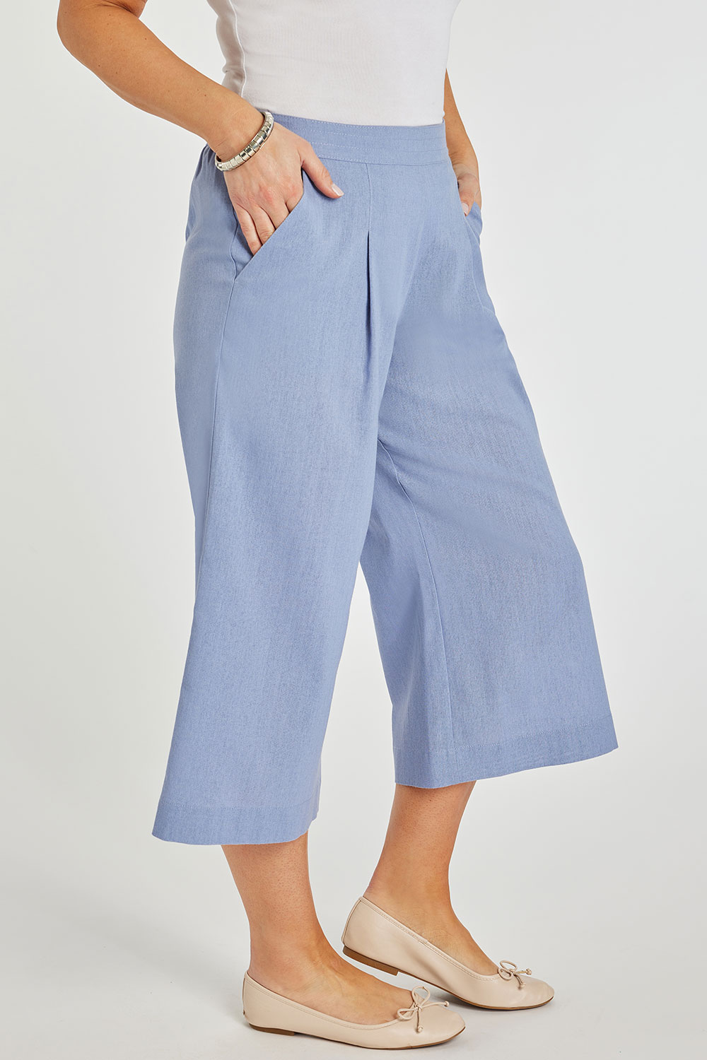 Wide Leg Linen Crop Trousers | Bonmarché