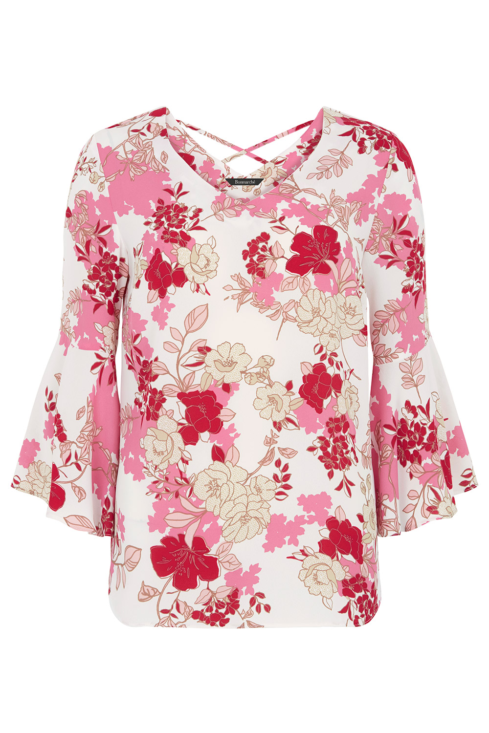 Floral Printed Fluted Sleeve Blouse