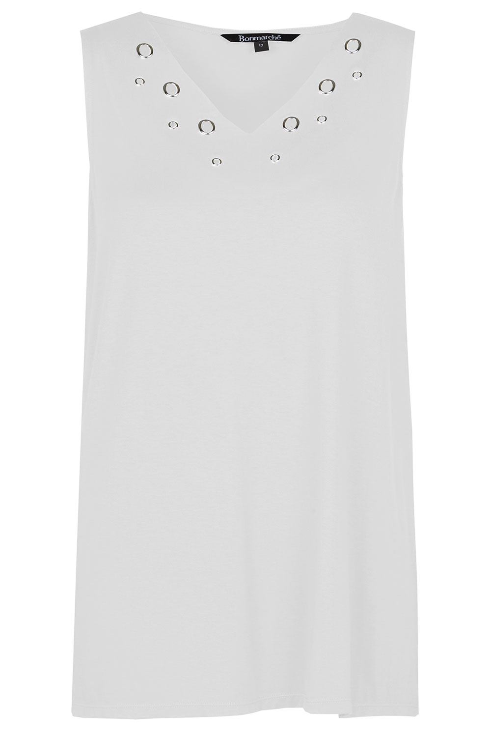 Short Sleeve Plain Vest with Eyelet Detail | Bonmarché