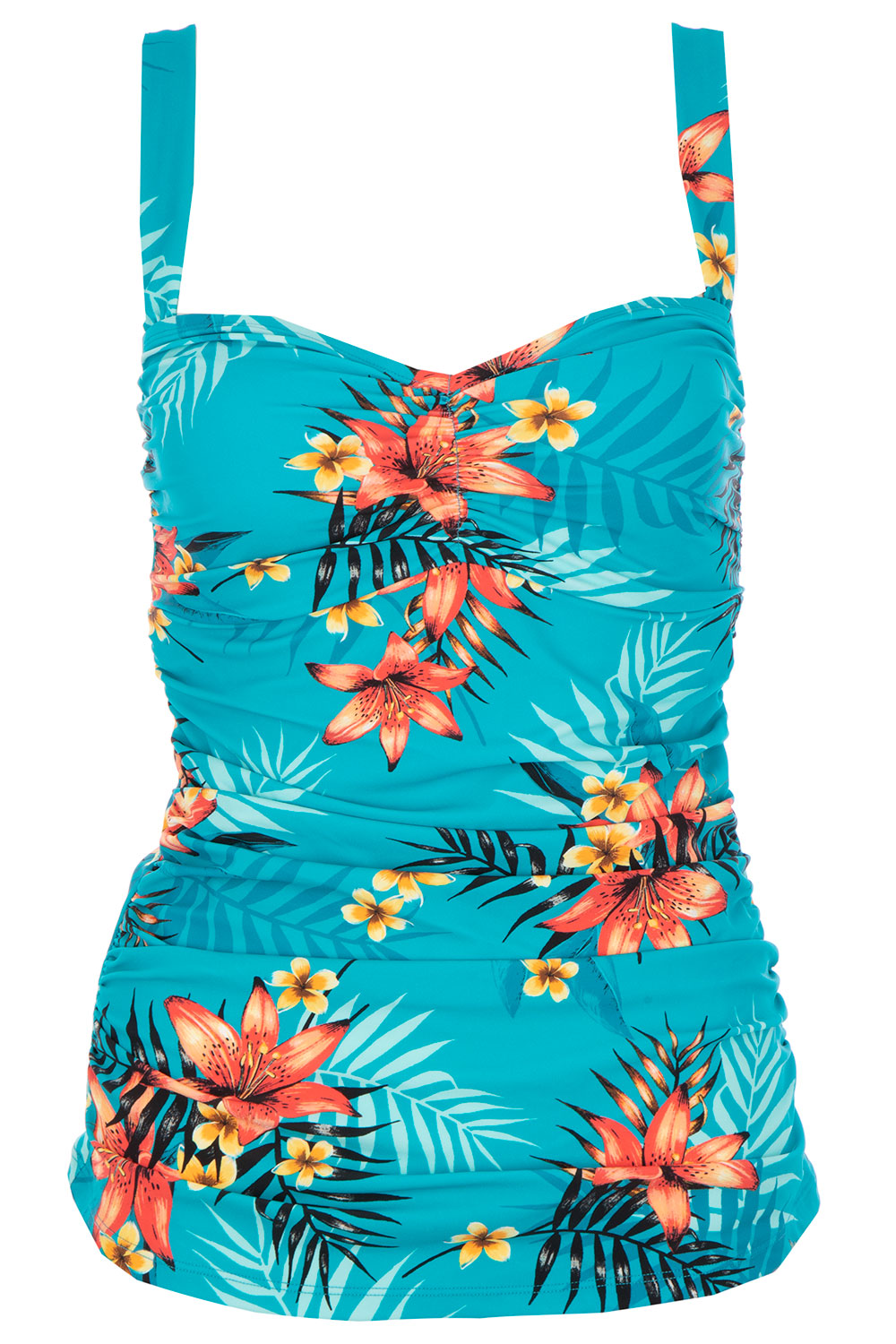Tropical Lily Rouched Tankini Top | Bonmarché